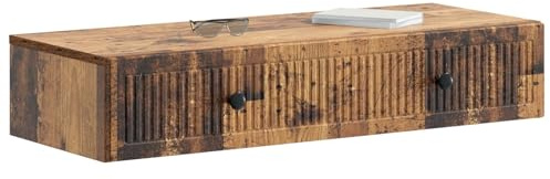 vidaXL Wandmontierter Beistelltisch Altholz 87,5 x 34,5 x 17 cm, Moderner Wohnraum, rechteckiger Beistelltisch mit viel Stauraum, wandmontierte Möbel, kompakte Lösung aus Holz