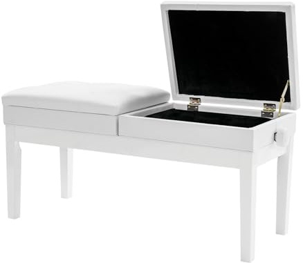 Queeucaer 2-Sitzer-Design Höhenverstellbar Klavierhocker Klavierbank Höhenverstellbar Klavierstuhl Keyboard Bank E Piano Bench Ständer Weich gepolsterte Sitzfläche für Lehrer & Schüler, Duo-Auftritte