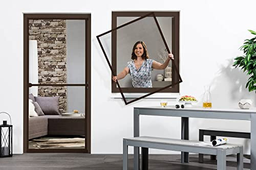 empasa moustiquaire de fenêtre START moustiquaire avec cadre aluminium en blanc, marron ou anthracite à monter soi-même, Couleur:marron, Taille:100 x 120