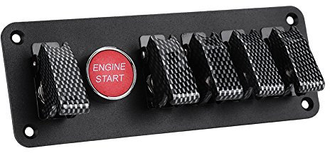 Qiilu 12V 40A 6 Grupo Interruptor de encendido Panel de arranque del motor Botón de encendido para Carreras Coche RV Barco(negro)