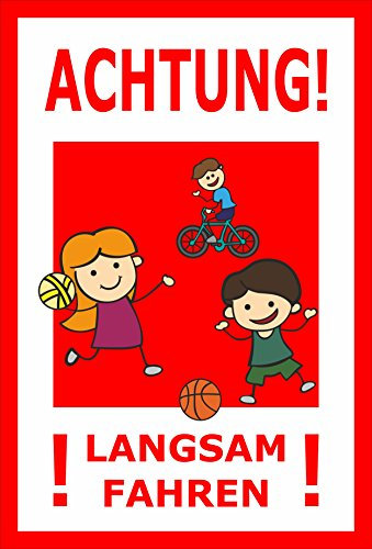 Melis-Folienwerkstatt Schild - Langsam Fahren - 60x40cm | Bohrlöcher | 3mm Hartschaum - S00040-028-D - 20 Varianten
