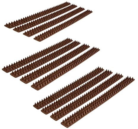 Relaxdays Piques pour Murs et barrières, Lot de 12 rangées, gouttières, Anti-Oiseaux, Anti-Pigeons, Longueur Totale: 4 m, Marron