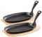 Tornwald-Schmiede Poêles : 2 poêles de service professionnelles en fonte, avec soucoupe, 24 x 14 x 2,2 cm, 820 g (petites poêles à servir, poêles à griller en fonte, plaques de grillades)