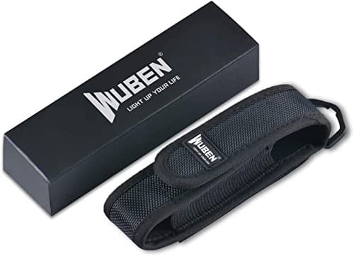 WUBEN Funda de Linterna, Bolsa de Seguridad para Linterna Escalable Bolsa de Cintura Nylon Negro 6 x1.2