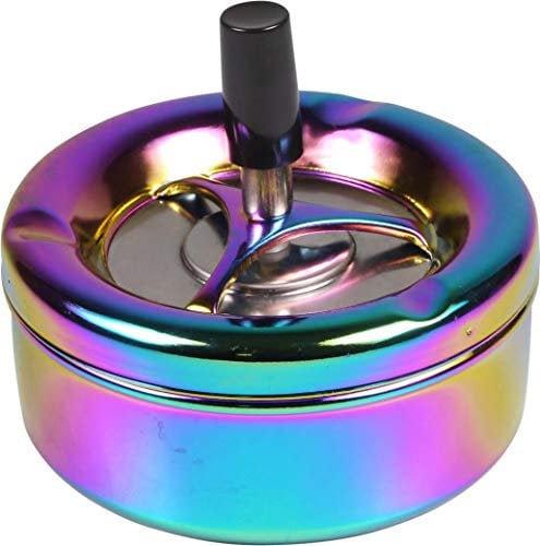 kogu Drehascher Aschenbecher Drehaschenbecher im Regenbogen Design, bunt gl?nzend, 11 cm Durchmesser