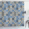 ABAKUHAUS marokkanisch Duschvorhang, Portugiesisch Traditionelle, Stoffliches Gewebe Badezimmerdekorationsset mit Haken, 175 x 220 cm, Hellbraun Weiß und Blau