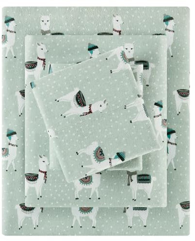 Sleep Philosophy True North by Flanell-Bettlaken, Queen-Size-Größe, gemütliches 100% Baumwoll-Flanell-Bettwäsche-Set, ultraweich, niedliches Bettlaken-Set, Neuheit, Bedruckt, kaltes Wetter, warmes