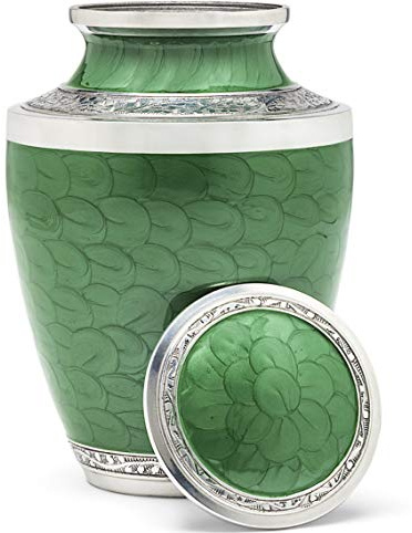 Eternal Harmony Cremation Urn for Human Funeral Ashes with Elegant Finishes to Honor and Remember Your Loved One (Carefully Handcrafted) (Green)