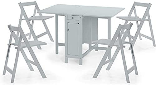 Julian Bowen Light Grey Wood Savoy Dining Set - Elegant and Practical Dining Furniture for Any Home
