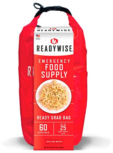 ReadyWise, 60 Servings, Breakfast, Lunch & Dinner, Grab & Go Dry-Bag, Freeze Dried, Up To 25 Years Shelf Life, Emergency Food, 7 Days For 1 Person, 1 Week Food