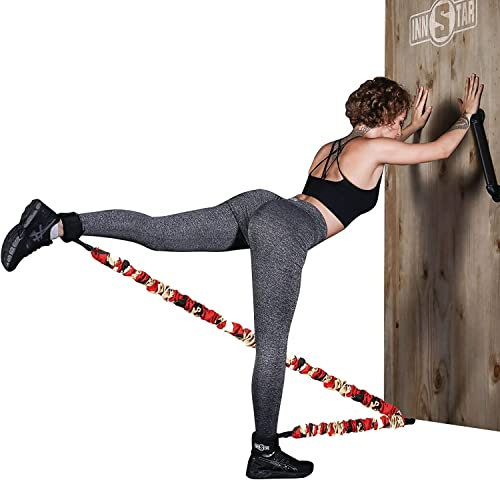 INNSTAR Gesäß Widerstandsbänder, Gesäßmuskel Trainer, Kabelmaschine für Hüfte Heim Training Kabel Kickbacks mit Anleitung & Tragetasche (50LBS)
