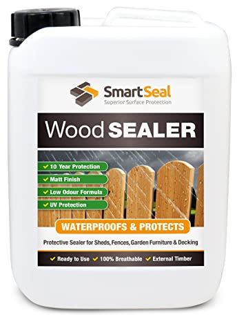 Wood Sealer - Effective Clear Waterproofing Sealer to Treat & Protect External Wooden Surfaces: Fences, Decking, Sheds & Garden Furniture. Easy Application by Brush, Roller or Sprayer (5 Litre)…