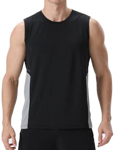 visionreast Tank Top Herren Ärmelloses Sport Tshirts Herren Funktionsshirt Atmungsaktive Muskelshirts Gym Tanktop Schnelltrocknendes Ärmelloses Fitness Shirt für Training,Laufen Schwarz L