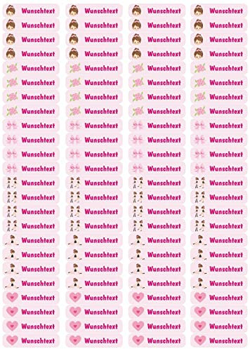 Samunshi® 96 personalisierte Namensaufkleber für Kinder 52x12 mm für Stifte Hefte Bücher Schulanfang Aufkleber Sticker Schule Kindergarten Ballerinas 96x 5,2x1,2cm Ballerinas