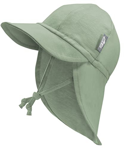 Jan & Jul Baby-Sonnenhut für Neugeborene, elastischer Rücken, Nackenbänder (Wacholdergrün, Größe XS: 0-3 Monate)