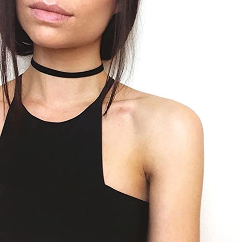 Aneneiceera Gothic Schwarz Satin Halskette Silber Kette Choker Samt Choker Pailletten Halskette Verstellbare Schnur Halskette Kette Hochzeitsschmuck Für Frauen Und Mädchen