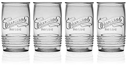 TIENDA EURASIA® Vasos de Cristal - Diseño en Relieve Vintage - Pack de 4 Vasos 570 ml - Vasos de Cristal de Agua - Ideal para Agua, Refrescos, Postres