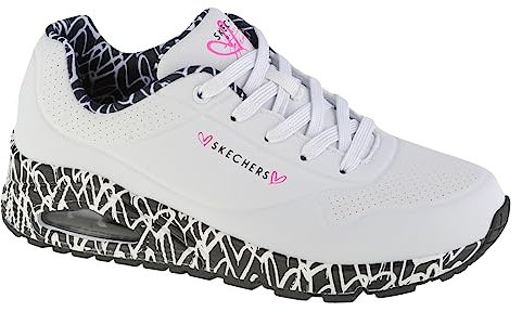 Skechers Jgoldcrown UNO Loving Love Damen-Sneaker, Weiß-Schwarz, 35.5 EU