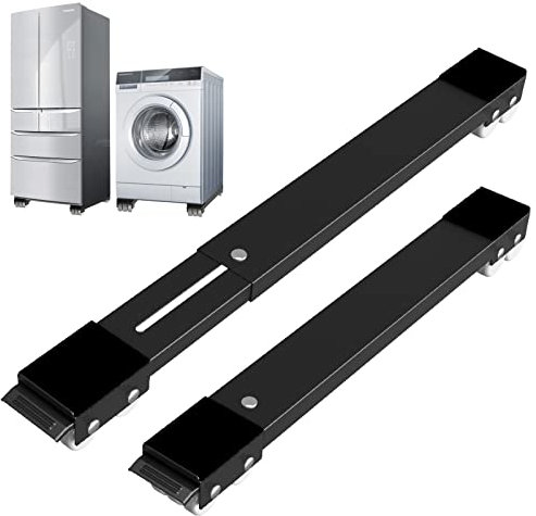 SOLEJAZZ Waschmaschinenfuß mit Bremse, beweglicher, verstellbarer Sockel für Waschmaschine, Trockner, Kühlschrank, Belastung 300 kg, Schwarz