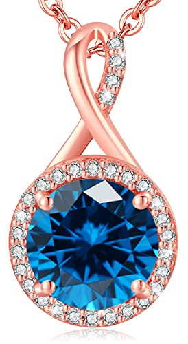 LAVUMO Collier Femme Argent Or Rose Halo Pendentif Argent Sterling Bijoux Cadeau pour Femme,Maman,copine à Noel, Anniversaire Saint Valentin avec Coffret Cadeau