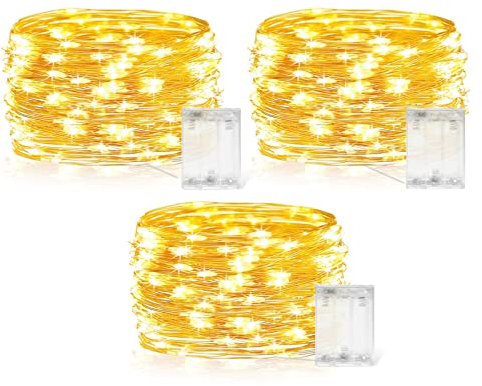 Lichterkette Batterie, Lichterkette Innen Batterie 3 x 6M, 60 LED Lichterkette Fairy Lights, Mini Lichterkette Draht Zimmer Deko, Geburtstags Deko, Lighting Geschenk Deko, Weihnachten(Warmweiß)