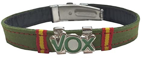 Tiendas LGP, Pulsera VOX, Cuero y Acero, Verde, Bandera de España