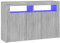 vidaXL Sideboard mit LED-Beleuchtung Schrank Anrichte Beistellschrank Kommode Mehrzweckschrank Standschrank Grau Sonoma 115,5x30x75cm