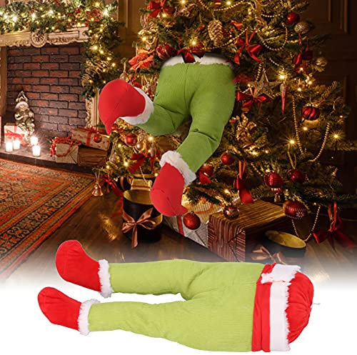 SUPYINI Grinch Weihnachtselfen Deko, Weihnachten Elf Körper Beine Weihnachtsbaum,Weihnachtsbaum Topper Garland Ornamente, Weihnachts Splüschhand Beine Baum Ornament