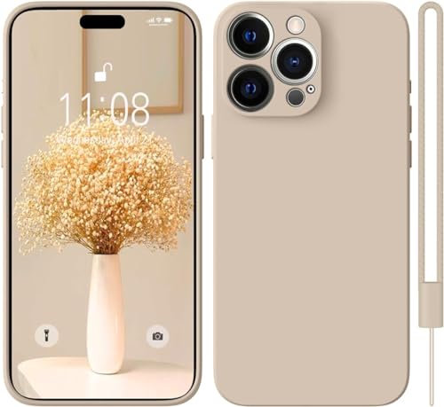 KPPIT iPhone 14 Pro Case Silicone, iPhone 14 Pro Protective Case,Ultra Slim Soft Gel Anti-Scratch,Microfiber Lining,Rubber Shockproof Case Cover Khaki [6.1 inch]