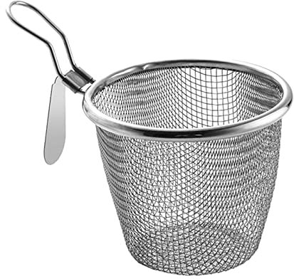 perfk Colador de Malla de Acero Inoxidable con asa, utensilio de Cocina, Cesta para hervir Pasta, colador de para Cocina, Pasta, Accesorio para