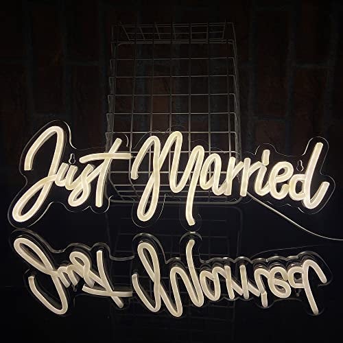 PILOYINDE Just Married LED Schilder Hochzeit Leuchtreklame,Hochzeitsszene Neon Schild Dekoration,Personalisiertes Neon Schild für romantische Atmosphäre,USB Acryl Hochzeitsfeier LED Schriftzug