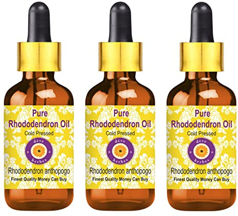 Deve Herbes Pure Rhododendron Oil (Rhododendron anthopogo) with Glass Dropper Cold Pressed (Pack of Three) 100mlx3 (10 oz)