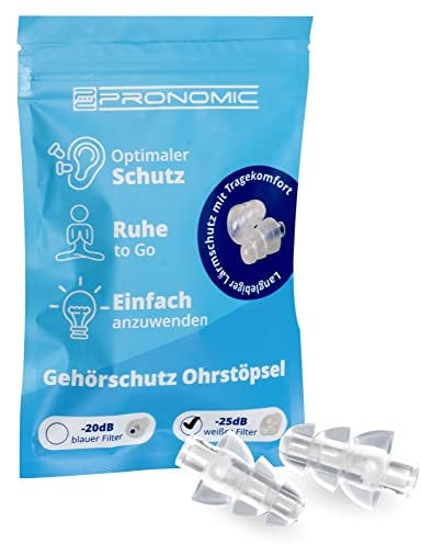 Pronomic E25 Gehörschutz Ohrstöpsel 25dB - Gehörschutz im Tannenbaum-Design - Weißer Filter mit 25 dB Dämpfung - Medium-Größe - Aus weichem Silikon - Inhalt: 2 Stück