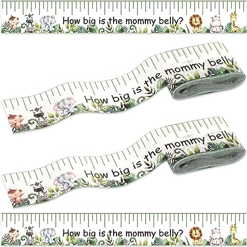 Coume 2 Rolls Baby Shower Measuring Tape 2 Inch x 150 Feet Tummy Measure Belly Game Tape for Baby Shower Party Favors and Supplies(Safari)