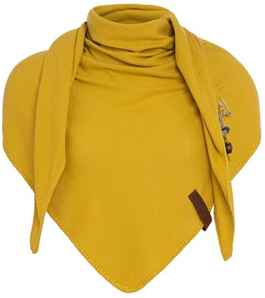 KNIT FACTORY - Lola Dreieckstuch - Fein Gestrickter Damen Schal - Tuch Schal - Für Frühling und Sommer - Baumwollmix - Mango - 190x85 cm