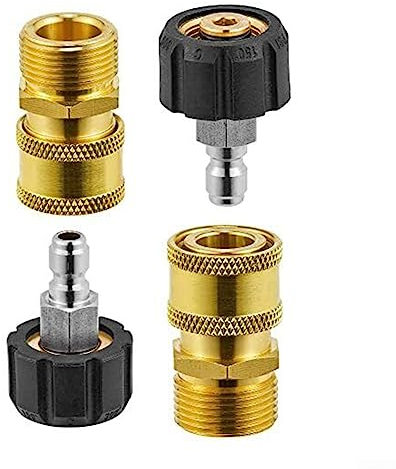Lot de 2 adaptateurs de nettoyeur haute pression M22 (M22–14 mm) à 1/4'' à raccord rapide pour tuyau de nettoyeur haute pression