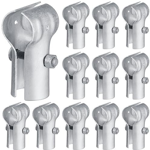 Tandefio Rohrschelle Kettenglied-Zaun-T-Klemme, verzinkter Stahl, Endschienenklemme für OD-Rohre, Schrauben und Muttern im Lieferumfang enthalten (12 Stück, 3,5 cm)