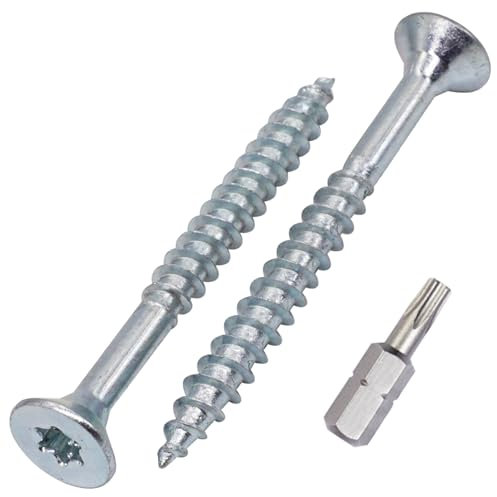 SKIR'CO (20 Pièces) Vis à Bois en Acier Zingué 6,0 x 60 mm, Tête Fraisée Torx, pour Panneaux d'Aggloméré, Filetage Partiel