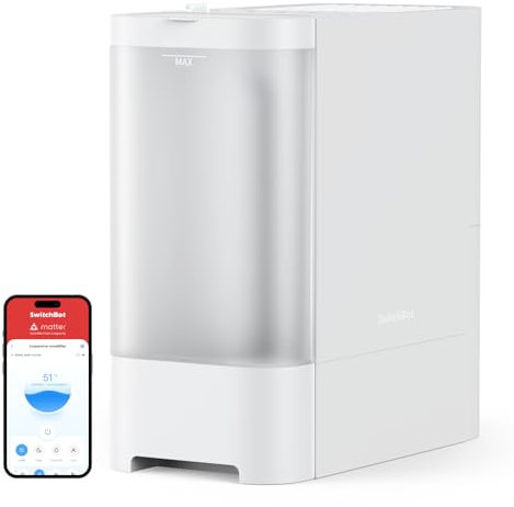 SwitchBot Luftbefeuchter, hygienische Kaltverdunstung, sehr leise 18 dB(Schneegeräusche) für Schlafzimmer mit Smart Feuchte APP & Sprachkontrolle, App-Alarm, 4,5 l-Tank, Unterstützt Alexa und Google