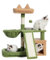 Gitelsnour Cat Tree, Cat Tower with condo, Basket, Large Bed, Platform, Scratch Board, Cat Scratching Posts for Indoor Cats, Green and Yellow GCT002SGY
