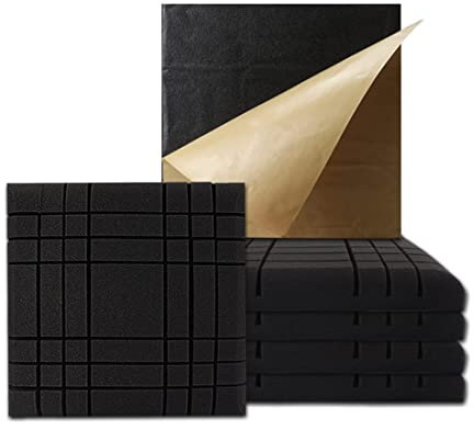 Knadgbft 6 Pack Acoustic Studio Absorption Foam Panels,Grid Sound Absorbing Foam, Sound Absorber,3D Decorative Wall Panels