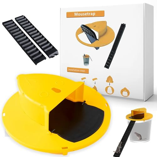 Mausefalle Eimer,Lebendfalle Maus Mausefalle mit Eimerdeckel, Faltbare Mausefalle mit automatischem Deckel, mit Neigung, automatischer Reset