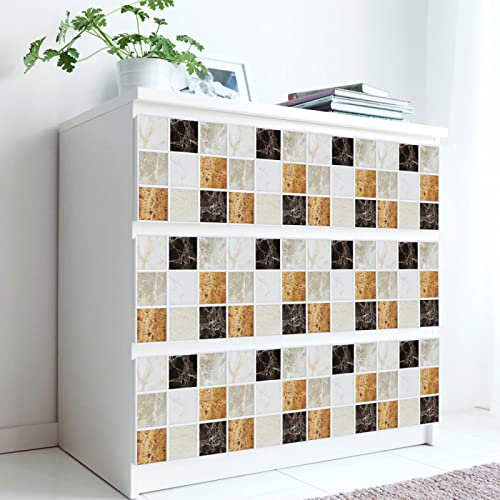 Selbstklebende Fliesenaufkleber Fliesenaufkleber, Marmor, goldfarben, weiß, zum Aufkleben auf Fliesen, PVC-Fliesenaufkleber für die Küche, hitzebeständig, Fliesenaufkleber für Badezimmer, wasserfest,