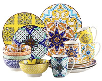 16 32 48 Piezas Juego de Cubiertos de Camarones con Tazas de Tazón de Plato de Postre de Plato de Plato/a/16Piece Set