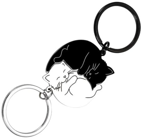 RDNKVB 2 Stück Schlüsselanhänger Partner,Schlüsselanhänger Paare,Schlüsselanhänger Katze Puzzle Paar Freundschaft Schlüsselanhänger für Freund ihn BFF