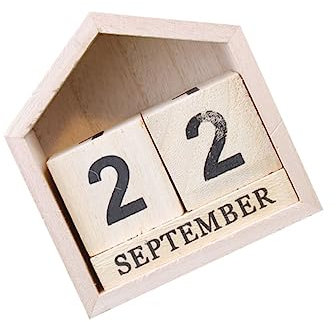 Tofficu Tischkalender Aus Holz Manuell Drehbar Büro- oder Formkalender