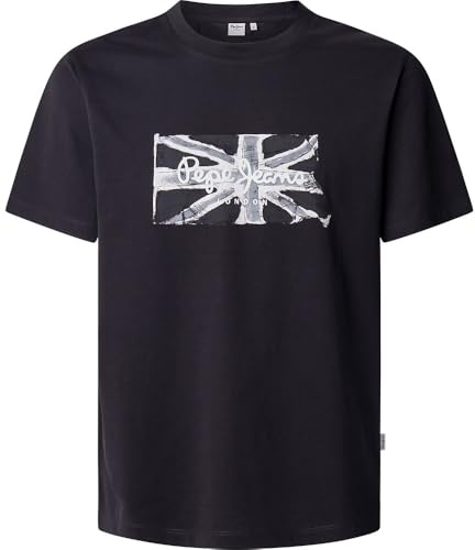 Pepe Jeans Herren Flag Bw T-Shirt, Schwarz, XXL