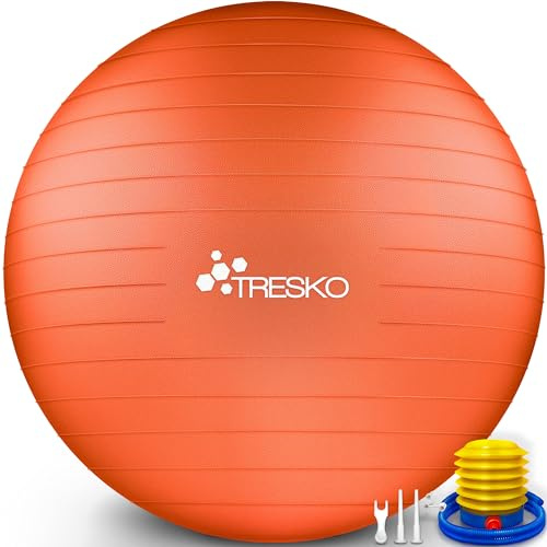 TRESKO® Pallone da ginnastica senza BPA con pompa ad aria | Pallone per fitness, yoga, ginnastica, gravidanza, allenamento di base, schiena, pallone da yoga, pezziball, pilates, sedile antiscoppio 300