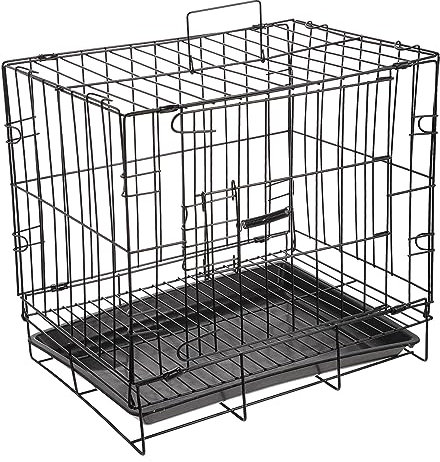 BESPORTBLE 1Set Folding Iron Wire Dog Cage with Tray Pet Crate for Small and Medium Dogs Easy Assembly and Storage Safe Design with Lockable Door Latch Indoor Outdoor Use