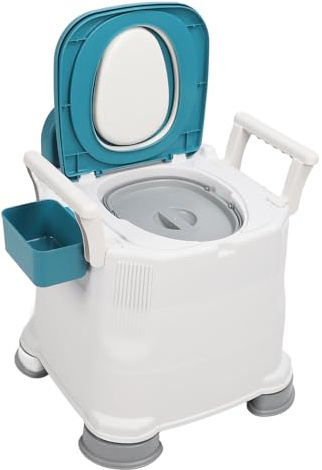 Cómoda Junto a la Cama, Asiento de Silla de Inodoro con Asas, Inodoros Portátiles Móviles de Ajustable que Evitan Resbalones Silla Cómoda con Bolsa de Basura para Personas